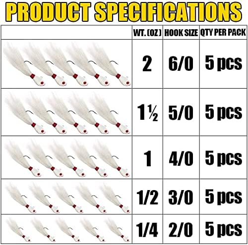 Bucktail-Jigs-Saltwater-Hair-Jigs-Head -Fishing-Lures-Assorted Kit - Image 3