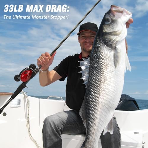 Baitcaster Reels 6.4:1 High-Speed Gear Ratio 33LB Max Drag 8+1 Bearings - Image 7