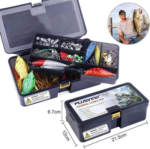 PLUSINNO Fishing Lures Fishing Tackle Box Fishing Gifts for Men, Bass, Trout Fishing Accessories Kit for Saltwater & Freshwater Fishing Gear Including Topwater Lures, Hooks, Spinnerbaits - Image 3