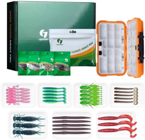 Clearance Bionics-Designed Durable Soft Plastic Fishing Lures Kit with Bonus Accessories, 3/4/5/6 Inch, 9-Type Lifelike Swimbaits in One Gear Set Included Tackle Box for Bass by JOYGb