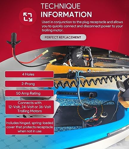 8M4000953 Trolling Motor Guide Power Plug, 2-Prong, Connects with 50A,12V/24V/36V Trolling Motors Male Female Trolling Motor Quick Connector Electrical Power Plug - Image 3
