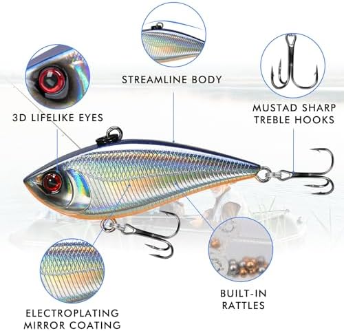 TRUSCEND Easy Catch Crankbait with BKK Hooks, Shallow or Deep Diving Crank Bait Fishing Lures for Bass Pike Walleye, Unipue Wobble Design for More Bites, Vibe Lipless Crankbaits Freshwater Saltwater - Image 2