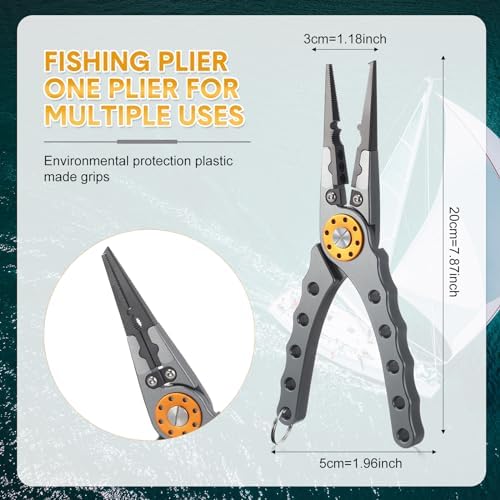 Lasnten 2 Pcs Fishing Pliers Saltwater Sheath Lanyard, Gray - Image 3