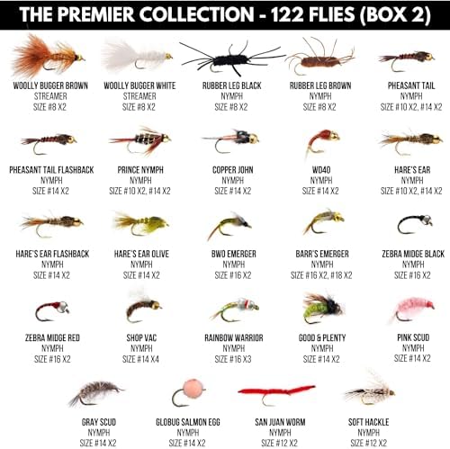 Ventures Fly Co. | 122 Premium Hand Tied Fly Fishing Flies Assortment | Two Fly Boxes Included | Dry, Wet, Nymphs, Streamers, Wooly Buggers, Terrestrials | Trout, Bass Lure Set, Kit, Gift - Image 3