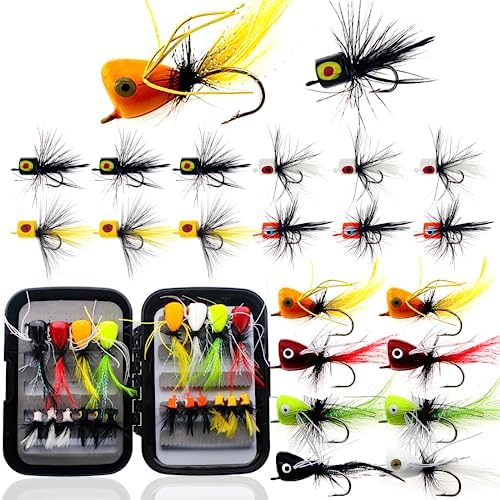Fly Fishing Poppers Dry Flies Topwater Lures Bass Trout Kit Pro XL by Ghanneey