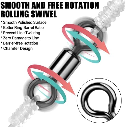 Alwonder Fishing Barrel Swivels 20 to 50-Pack Swivels Fishing Tackle Freshwater Saltwater Swivel Rolling Swivel Heavy Duty Black Nickel Stainless Steel Lures Leaders Line Connectors Terminal Tackle - Image 5