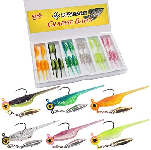 Crappie-Baits- Plastics-Jig-Heads-Kit-Shad-Minnow-Fishing-Lures-for Crappie-Panfish-Bluegill-40 &135 Piece Kit by XFISHMAN
