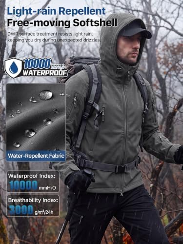 FREE SOLDIER Men's Hooded Waterproof Softshell Jacket - Image 3