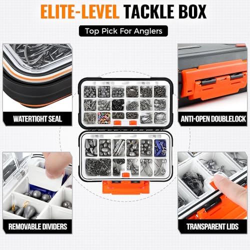 PLUSINNO 264/397pcs Fishing Accessories Kit, Organized Fishing Tackle Box with Tackle Included, Fishing Hooks, Fishing Weights Sinkers, Swivels, Beads, Fishing Gear Set Equipment for Bass Trout - Image 2