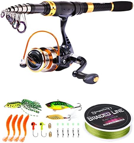 Sougayilang Fishing Rod Reel Combos Carbon Fiber Telescopic Fishing pole with Spinning Reel for Travel Saltwater Freshwater Fishing by Sougayilang