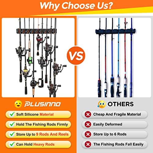 PLUSINNO V9 Fishing Rod Holder, Wall‑Mount Pole Holders for 9 Rod & Combos - Image 5
