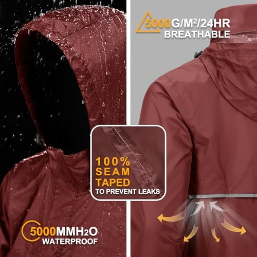 Outdoor Ventures Men's Rain Jacket Waterproof Lightweight Packable Pullover - Image 2
