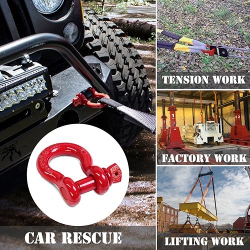 3/4" D Ring Shackle with 7/8" Screw Pin, 4.75T Working Load Limit (WLL) / 28.5T (62,831 lb) Minimum Breaking Strength (MBS) for Tow Strap Winch, Off-Road Vehicle Recovery (Red, 2 Pack) - Image 7