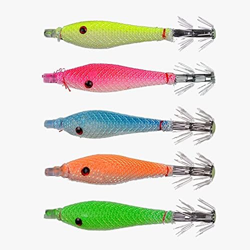 5pcs Luminous Squid Jigs Saltwater, Octopus Squid Jigs Night Fishing Lures by Unknown