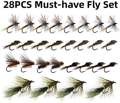 Wifreo Fly Fishing Flies Assortment with Waterproof Fly Box, 28/40/64/92/120pcs Dry/Wet/Nymph/Streamer Flies, Trout/Bass/Panfish/Salmon Fishing Flies - Image 3