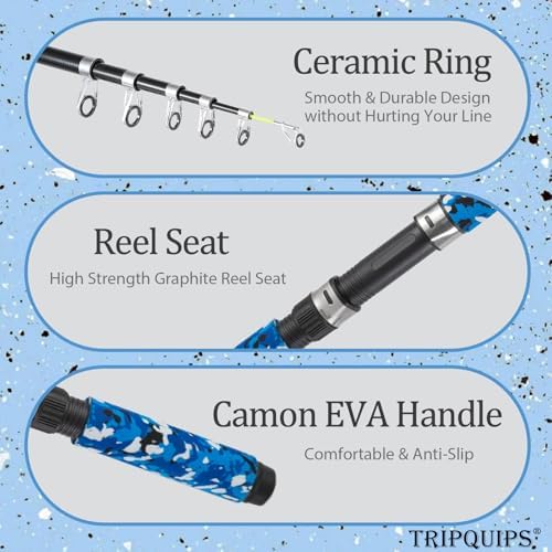 Tripquips Fishing Rod, 6.9ft 2Pcs Telescopic Fishing Pole Set, Spinning Rod and Reel Combo with Carrier Bag Freshwater Fishing Rod and Reel Combos Kits Fishing Gear (Type B: 2PCS Fishing Combo) - Image 3