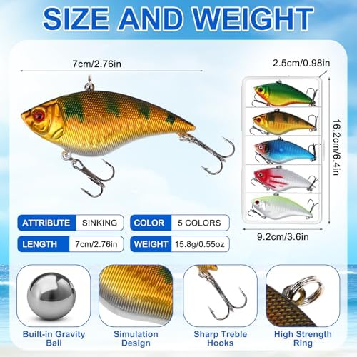 Skylety Mini Bass Fishing Lures Crankbaits Hard Baits with Box - Image 3