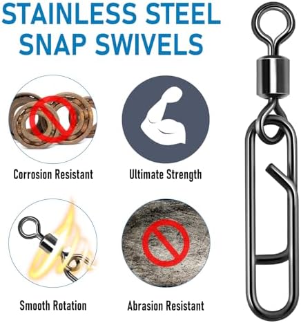 Dr.Fish Fishing Clips with Swivels, Speed Power Clips with Barrel Swivels Quick Change Lure Snap Swivels Fishing Tackle Leader Line Connector for Freshwater & Saltwater - Image 7