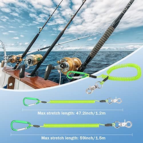 Woanger Coiled Lanyard for Tools Steel Wire Retractable,Green - Image 2