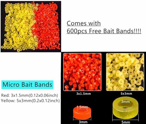 2X Pellet Bander Tool Micro Bait Bands Banding Match Coarse Fishing Terminal Tackle Set w/ 600 Bands - Image 2