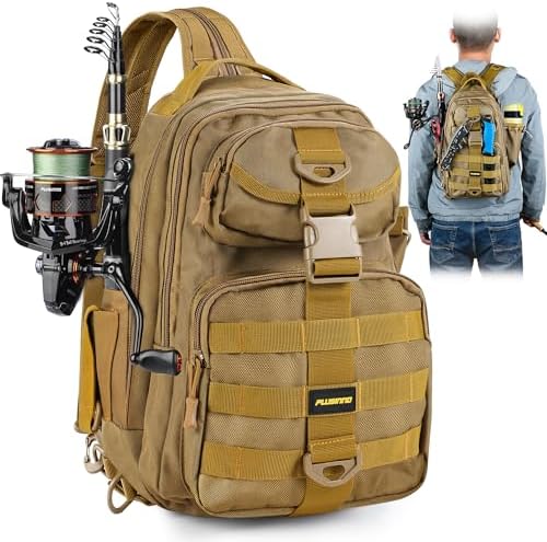 PLUSINNO Fishing Backpack Tackle Bag, Water-Resistant Backpack with Rod Holder, Ideal Gifts for Men by PLUSINNO
