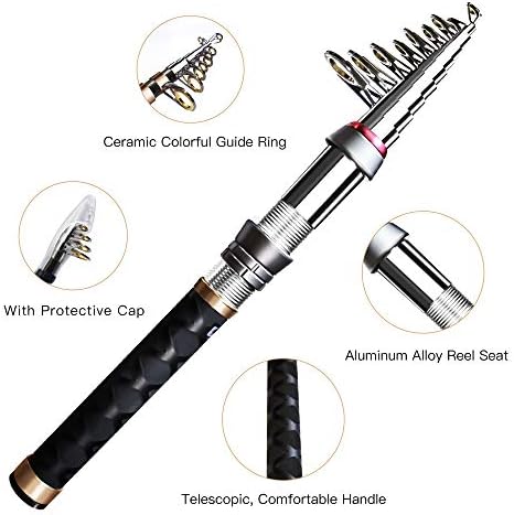 Fishing Pole Kit, Carbon Fiber Telescopic Fishing Rod and Reel Combo with Spinning Reel, Line, Bionic Bait, Hooks and Carrier Bag, Fishing Gear Set for Beginner Adults - Image 2