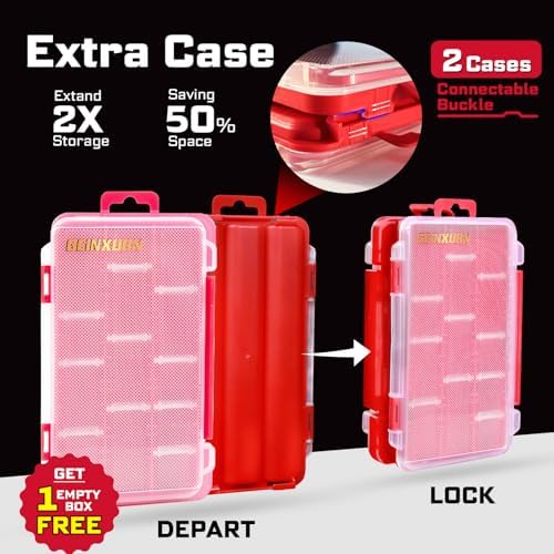 Geinxurn Small Flat Storage Parts Organizer, 2Pcs Red Portable Transparent Plastic Small Parts Tool Box with Removable Dividers, Screwdriver Bit Cases Storage(2 Pieces) - Image 4