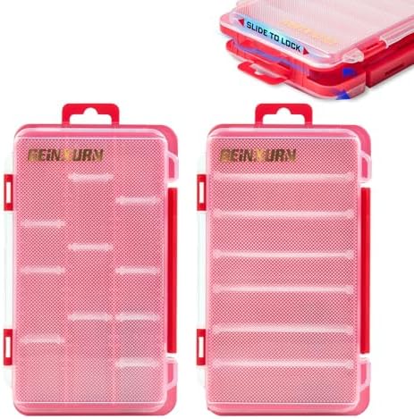 Geinxurn Small Flat Storage Parts Organizer, 2Pcs Red Portable Transparent Plastic Small Parts Tool Box with Removable Dividers, Screwdriver Bit Cases Storage(2 Pieces) by GEINXURN