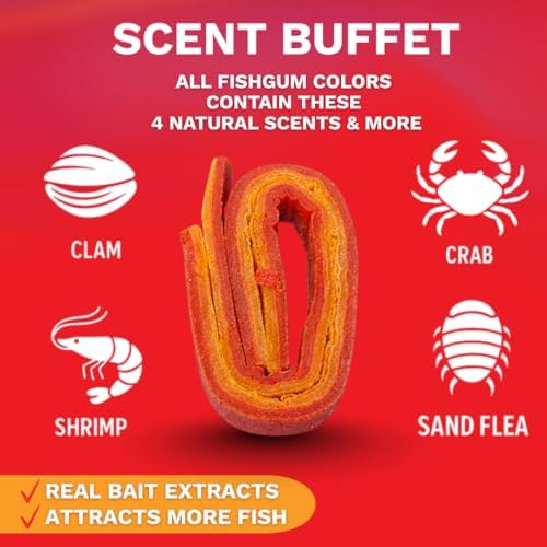 FishGum Surf Fishing Bait Strips for Saltwater Beach Fishing – Real Shrimp, Crab, Clam & Sand Flea Infused Scent – Artificial Cut Bait for Pompano, Redfish & Flounder - Image 3