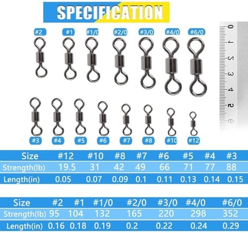 250pcs Fishing Swivel Rolling Barrel Swivel Stainless Steel Swivels Corrosion Resistance Black Nickle Connector for Freshwater Saltwater Fishing Tackle #2#4#6#8#10 - Image 2