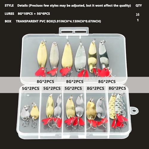 DONQL Spoon Fishing Lures 16pcs Small Fishing Spoons Metal Hard Baits Set - Image 5
