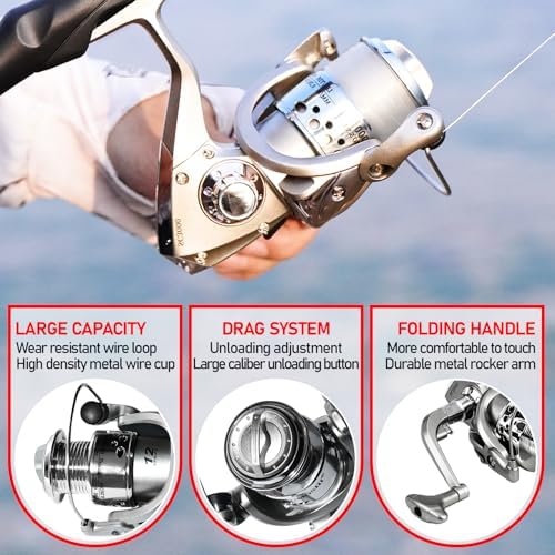 Fishing Pole and Reel Combo - 2PCS Carbon Fiber Telescopic Rods Spinning Reels Saltwater/Freshwater Kit with Lures, Line and Carrier Bag, Travel Fishing Gear for Adults - Image 4