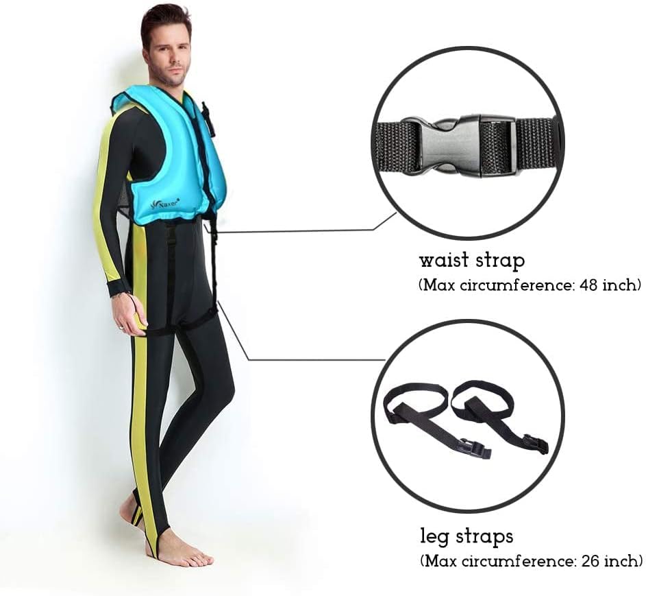 NAXER Inflatable Buoyancy Jackets Snorkel Vests for Adults Kayak Kayaking Snorkeling Suit 90-200 lbs Easy Swimming Boating Paddleboarding Water Sports - Image 2