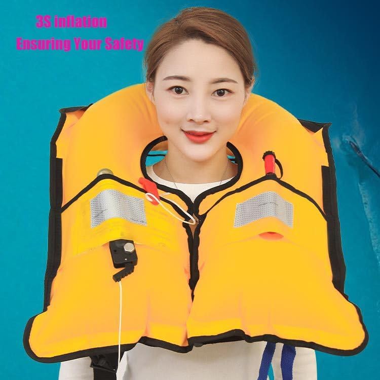 4PCS Snorkel Vest, Portable Inflatable Swim Vest Jackets for Snorkeling Swimming Diving Safety,Manual Inflatable Men's Women's Adjustable Vest for Swimming Fishing Outdoor Water Sports (330LB) - Image 2