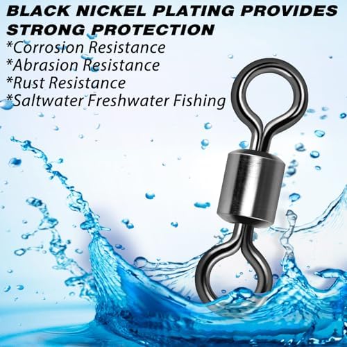 Alwonder Fishing Barrel Swivels, 40 to100-Pack Swivels Fishing Tackle Freshwater Saltwater Swivel Rolling Swivel Heavy Duty Stainless Steel Lures Leaders Line Connectors Terminal Tackle - Image 4