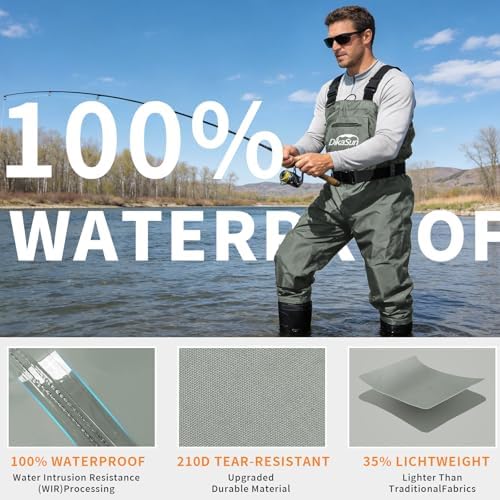 Fishing Waders for Men & Women, Waterproof 2-Ply Nylon/PVC Chest Wader with Boots for Outdoor Sizes 4-13 Bootfoot(Grey, M13) - Image 5