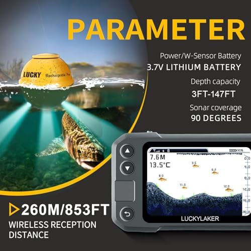 LUCKY Kayak Portable Fish Finder Transducer Wireless Sonar Fish Finders Boat Rechargeable Handheld Fish Depth Finder Fishing MT-202 - Image 3