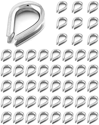 YAMASO 50pcs 5/32" M4 Stainless Steel Thimble for Diameter Wire Rope Cable Thimbles Rigging by YAMASO