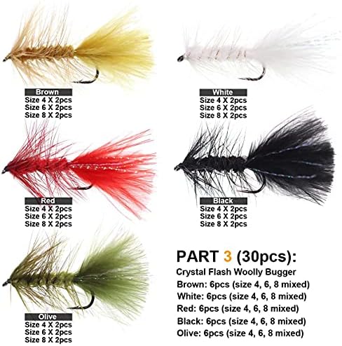 wifreo 30/90PCS Wooly Bugger Fly Fishing Lures Streamer Assortment with Waterproof Fly Box - Image 5