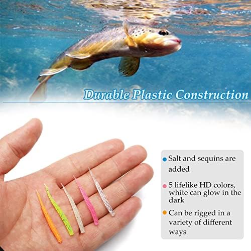 Dovesun Crappie Lures Kit Fishing Soft Plastic Lures Crappie Walleye Trout Bass Fishing Baits Fishing Grub Worms Minnow Paddle-Tail Split-Tail Grub Swimbaits 50-100Pcs with Tackle Box - Image 3