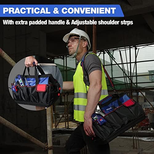 WORKPRO Tool Bag, 18 Inch Tool Bag with Waterproof Molded Base, Open Top Tool Organizer Bag with 20 Pockets, Adjustable Shoulder Strap - Image 6
