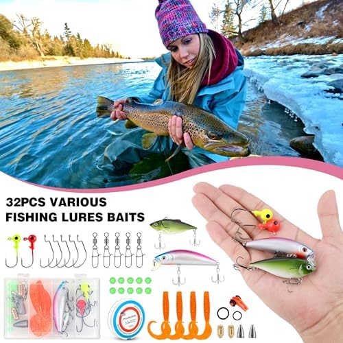 Fishing Rod and Reel Combos, Fishing Gear Gifts for Women with Spinning Reel, Lures, Line, Pink Ladies Telescopic Pole Kit Designed for Girls Adults by PLUSINNO - Image 5