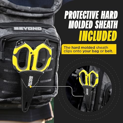 Beyond Fishing 6.5" Pro Fishing Shears Dual Serrated Blades, Fishing Braided Line Scissors with Titanium Coating, Non-Slip Grip & Multifunction Tool, Includes Hard Molded Locking Sheath - Image 2