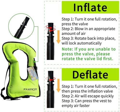 Snorkel Vest, Adults Portable Kayaking Buoyancy Inflatable Swim Vest Jackets, Diving Surfing Adjustable Snorkeling Vest Swimming Jacket for Outdoor Water Sports Fun Safety - Image 2