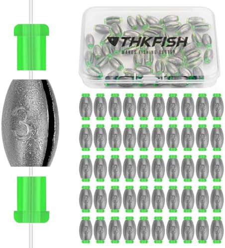 THKFISH Egg Fishing Sinkers Weights, Removable Rubber Core Fishing Weights Twist-Lock Sinker,Bass Weights Sinker Tackle Saltwater Casting Fishing Sinkers Set Oval Freshwater,1/8-1OZ by THKFISH