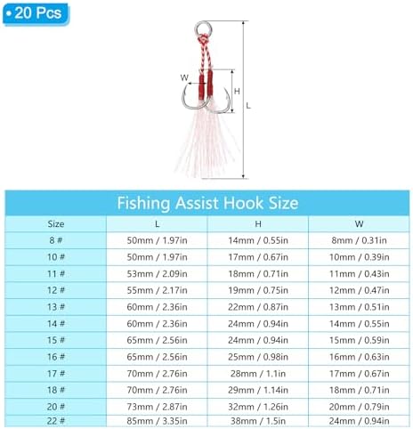 PATIKIL Double Fishing Assist Hooks Kit Glow Jigging Hook Slow Fast Fall Jigs Fishing Hooks for Jigging Lures - Image 2