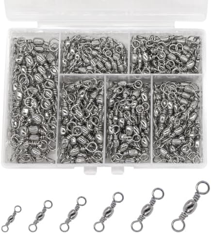 Fishing Barrel Swivels Kit, 300pcs Stainless Steel Rolling Bearing Snap Connector for Saltwater Freshwater Fishing#2#3#4#5#6#7 by UperUper