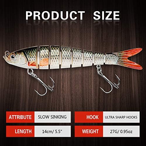 Bass Fishing Lure for Freshwater and Saltwater Lifelike Fishing Lures Multi Jointed Swimbait for Bass Trout Crappie Walleye Pike Fishing Gifts for Men - Image 5