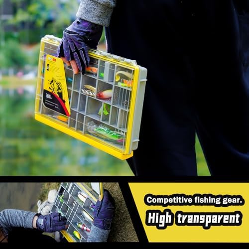 Deluxe Fishing Tackle Box, Waterproof 3600 and 3700 Tackle Trays, Organizer with Removable Dividers, Sealed Lure Box and Terminal Tackle Storage (1, 3600 Yellow) - Image 4