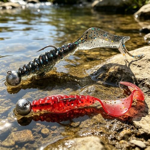 1/2/3/4/5in Curly Tail Grub Soft Swimbait Crappie Bass Lure Kit Bulk Pack - Image 6